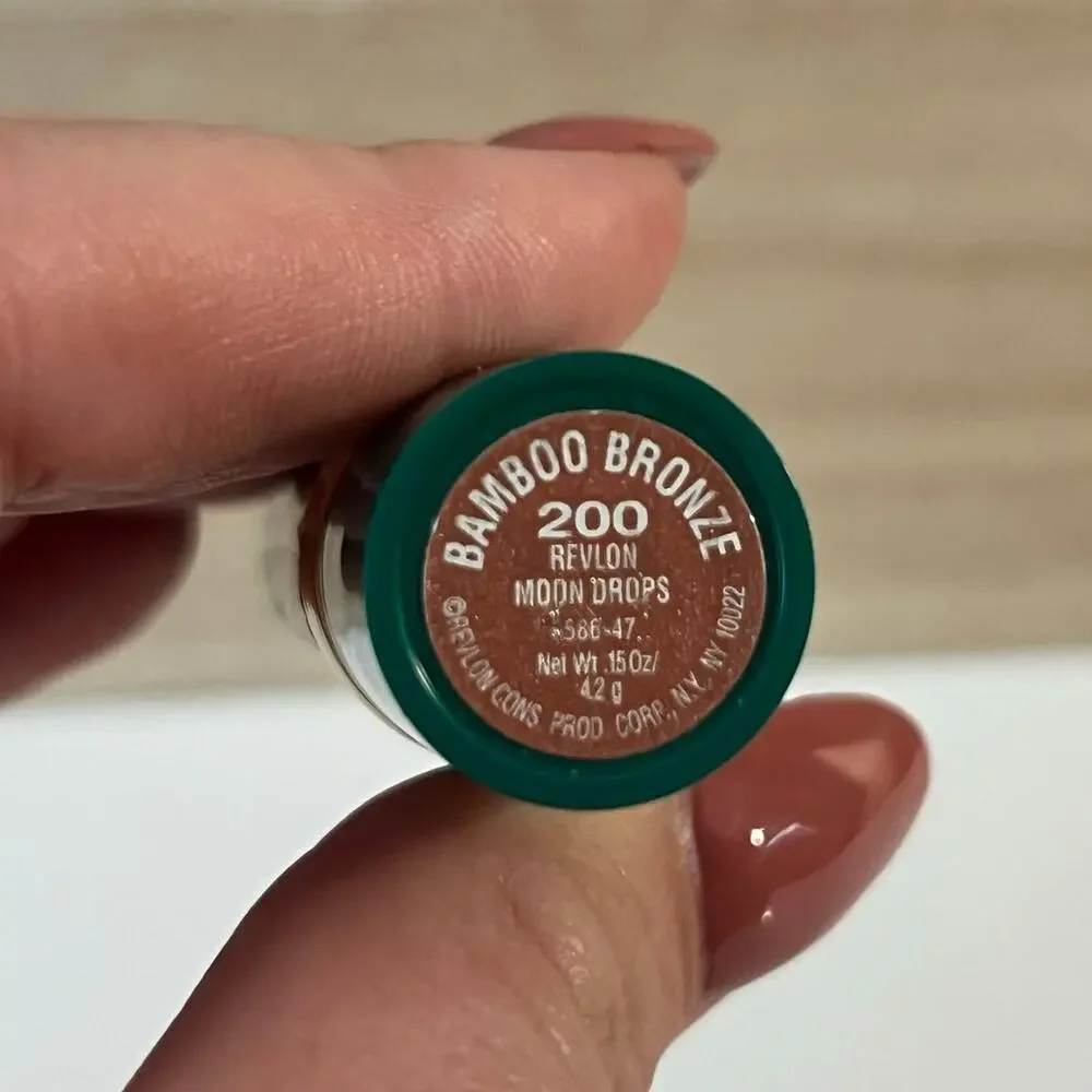 REVLON Moon Drops Lipstick - BAMBOO BRONZE - RARE *ORIGINAL* UNUSED - Green Tube